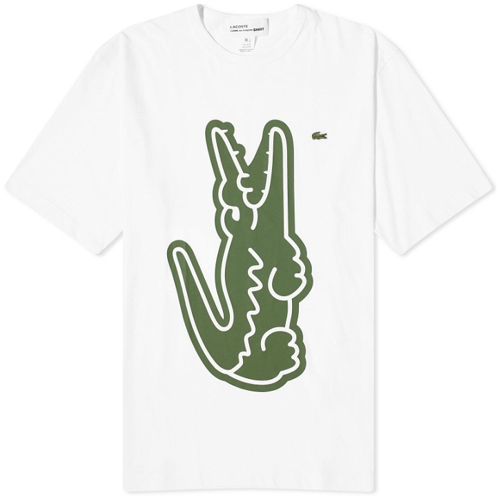 Photo: Comme des Garçons SHIRT Men's x Lacoste Vertical Croc T-Shirt in White/Green