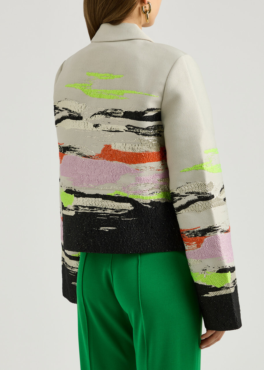 Stine Goya Kiana Metallic-jacquard Twill Jacket Grey Stine Goya