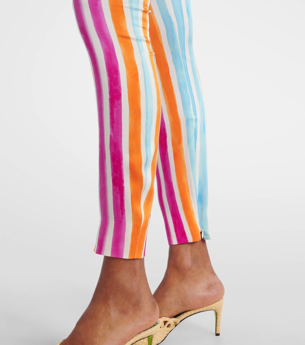 Dolce&Gabbana Striped silk-blend leggings
