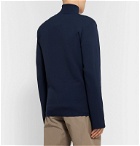 Maison Kitsuné - Slim-Fit Logo-Embroidered Tech-Jersey Half-Zip Sweatshirt - Blue