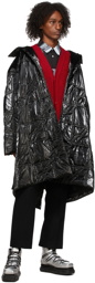 We11done Black Square Logo Quilted Long Coat
