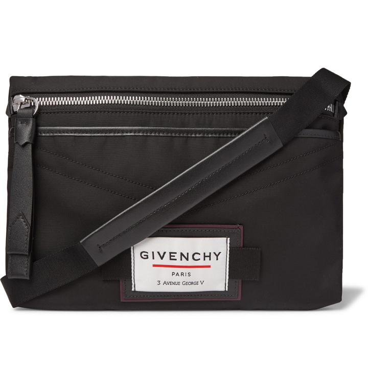 Photo: Givenchy - Downtown Leather-Trimmed Shell Messenger Bag - Black