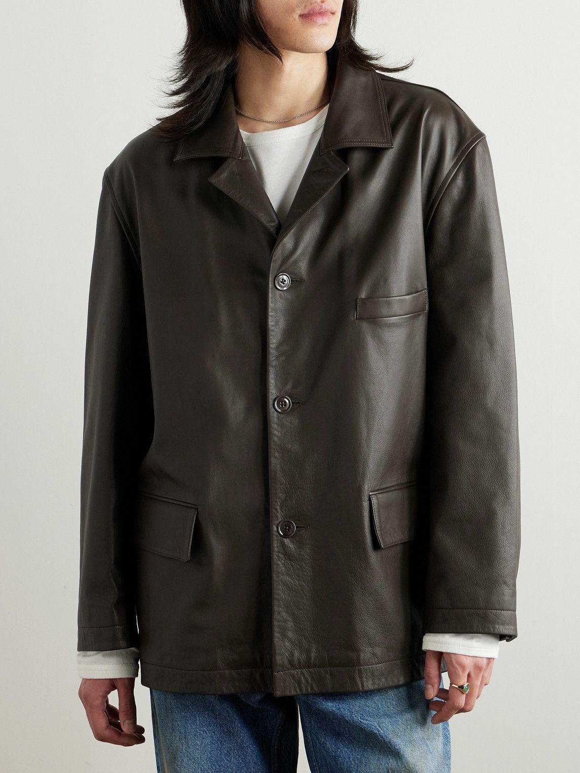LEMAIRE - Leather Jacket - Brown