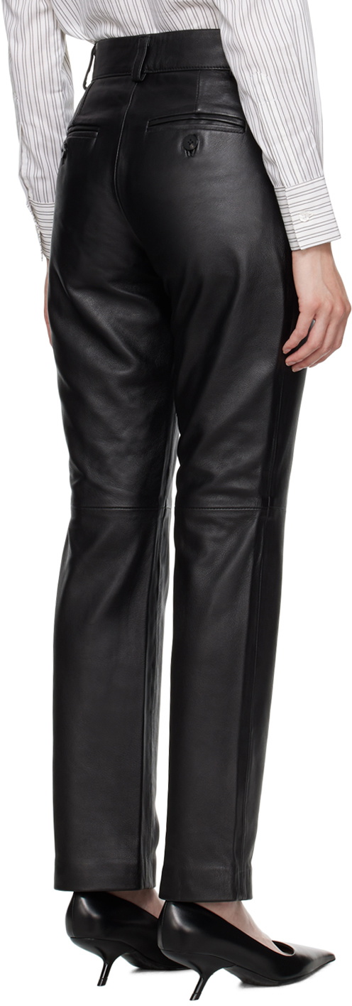 Ernest W. Baker Black Straight-Fit Leather Pants