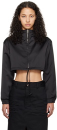 We11done Black Cropped Hoodie