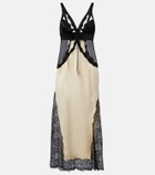 The Attico Cutout lace-trimmed satin midi dress