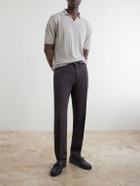 Boglioli - Open-Collar Ribbed Linen and Cotton-Blend Polo Shirt - Gray