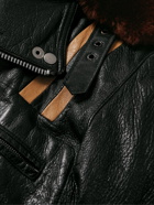 Our Legacy - 118 Second Läder Faux Fur-Trimmed Leather Jacket - Black