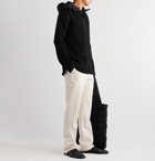 Bottega Veneta - Hooded Shell-Trimmed Ribbed Wool-Blend Zip-Up Sweater - Black
