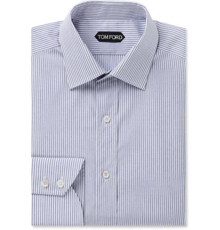 Photo: TOM FORD - Slim-Fit Striped Cotton Shirt - Blue