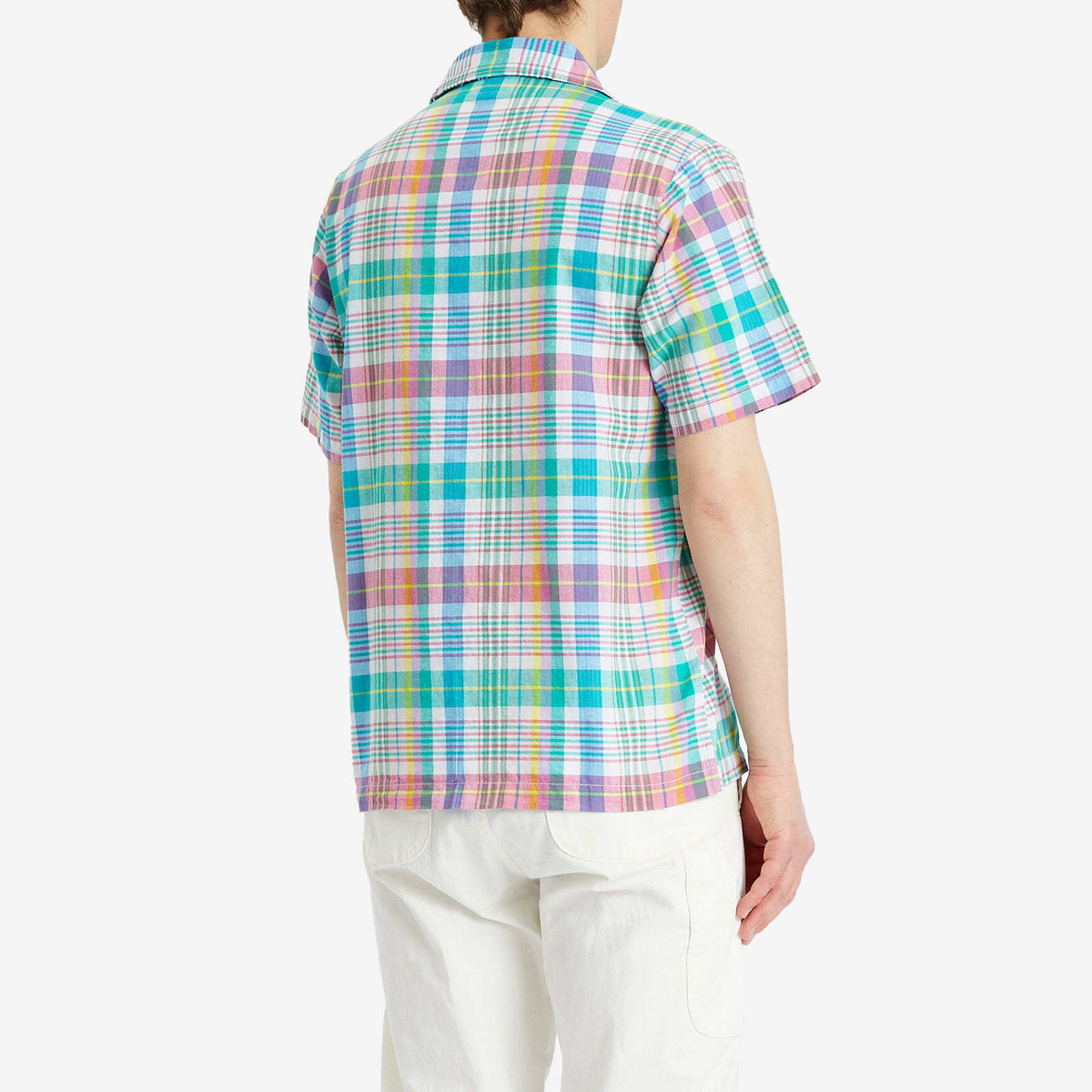 Dubbleware Men's Quincy Madras Vacation Shirt in Green/Pink