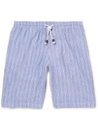 SMR Days - Stiped Slub Cotton Drawstring Shorts - Blue