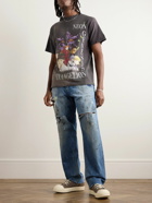 SAINT Mxxxxxx - Evangelion Distressed Printed Cotton-Jersey T-Shirt - Black