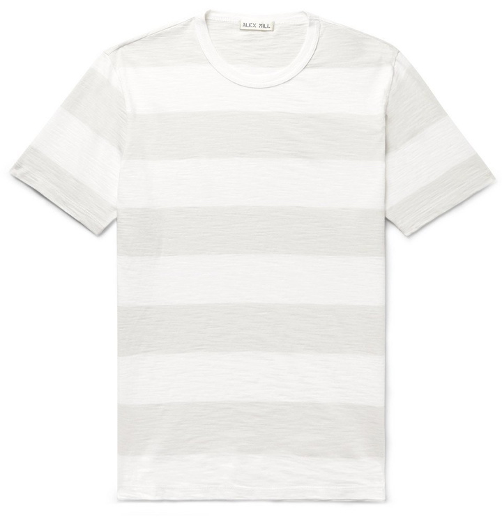 Photo: Alex Mill - Slim-Fit Striped Slub Cotton-Jersey T-Shirt - Light gray