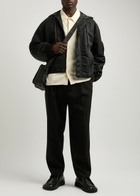 Loewe Hooded Leather and Nylon Bomber Jacket Black