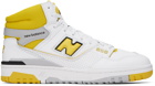 New Balance White & Yellow 650 Sneakers