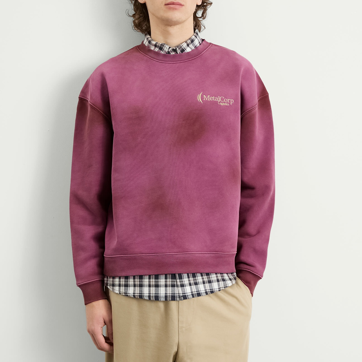 Metalwood Studio Men's Metalcorp Crew Sweatshirt in Vino