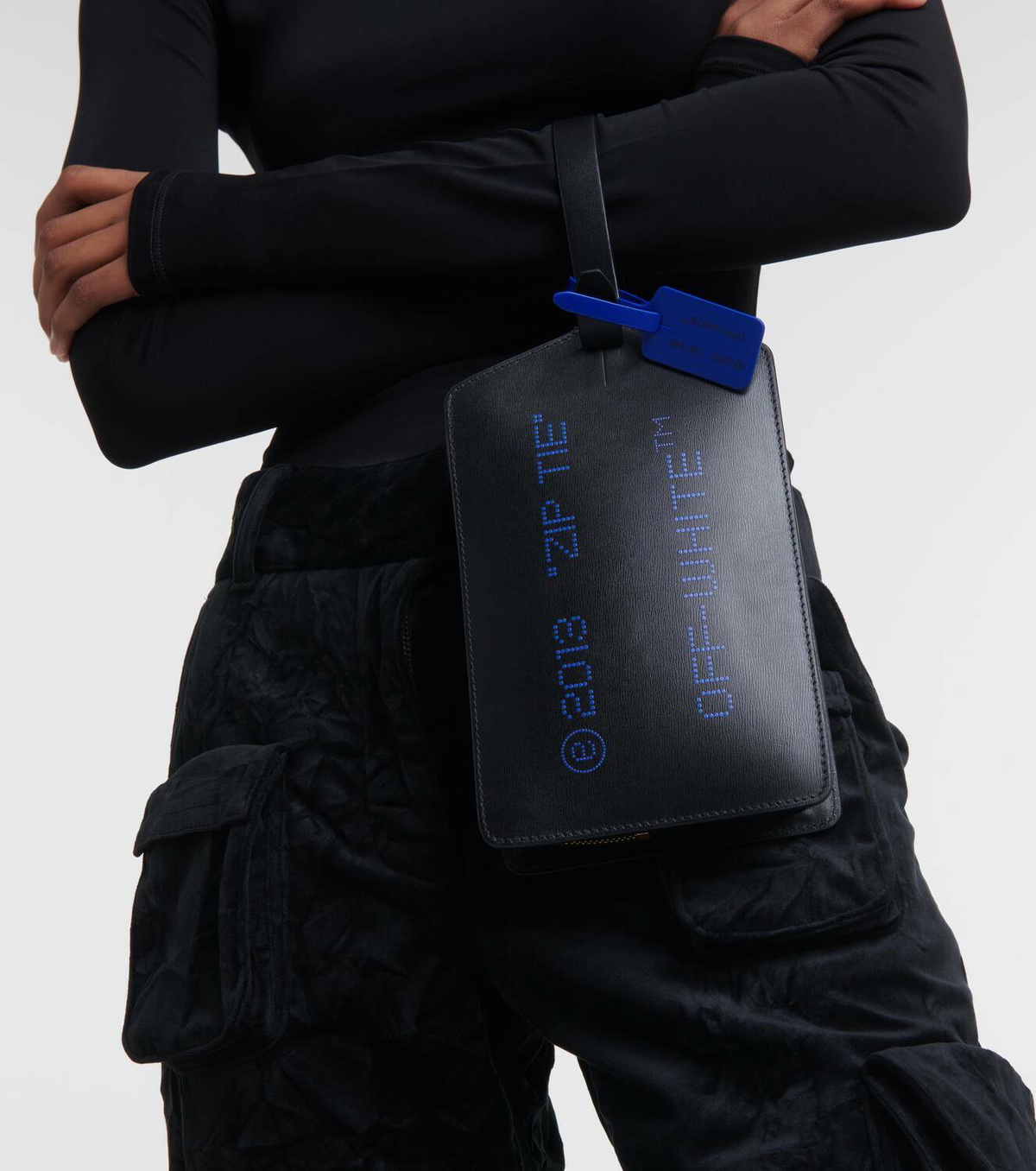 Off-White Zip Tie Medium leather clutch