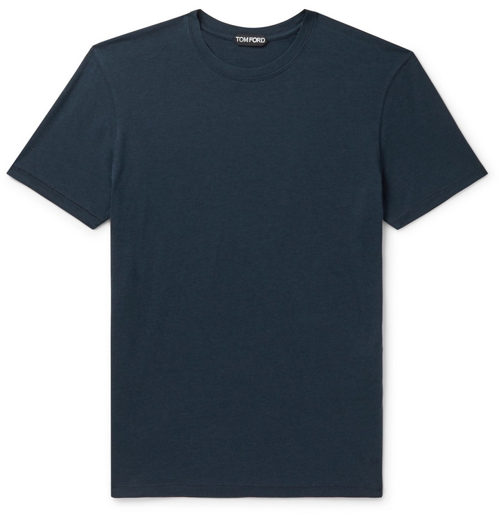 Photo: TOM FORD - Lyocell and Cotton-Blend Jersey T-Shirt - Blue