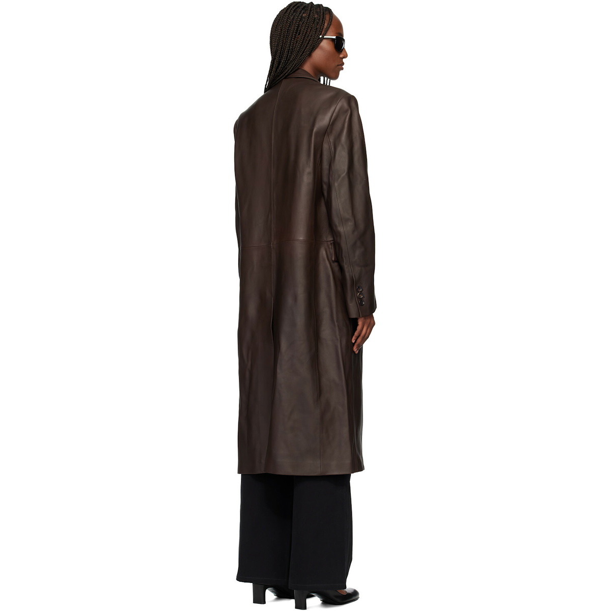 TONYWACK Brown Naked Single Lamb Leather Coat