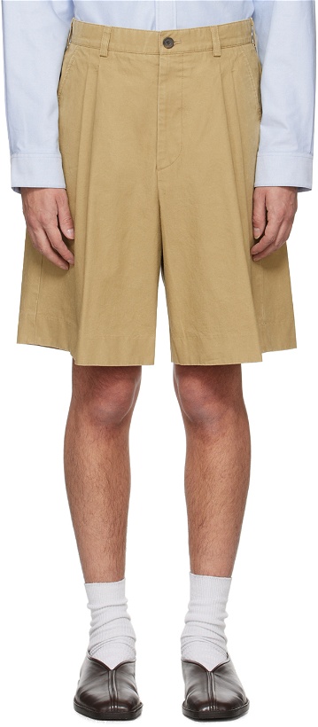 Photo: Solid Homme Beige Pleated Shorts