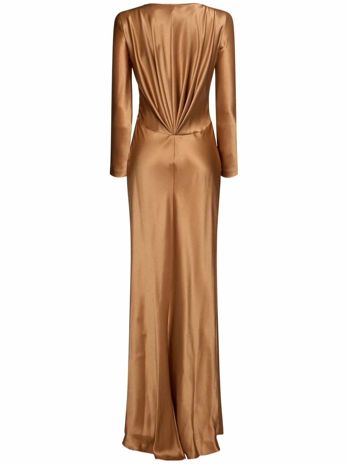 ワンピース A FERRETTI Turquoise Satin Long Dress ALBERTA FERRETTI Draped Silk Chiffon Long Dress Alberta Ferretti