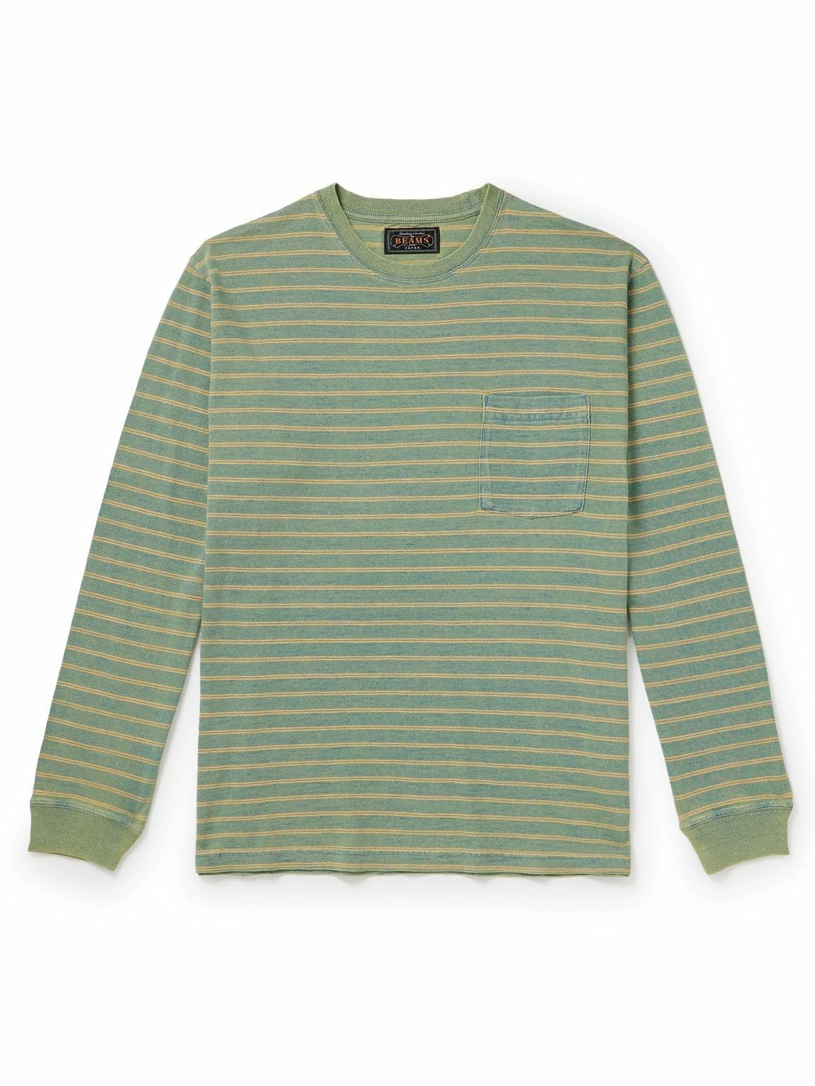 Photo: Beams Plus - Indigo Striped Cotton-Jersey T-Shirt - Green