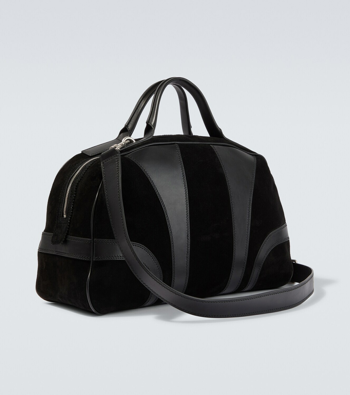 Dries Van Noten Leather-trimmed suede duffel bag