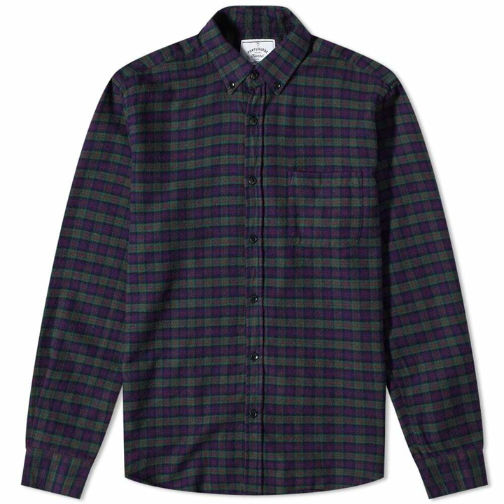 Photo: Portuguese Flannel Men's Blom Check Button Down Shirt in Green/Navy/Red