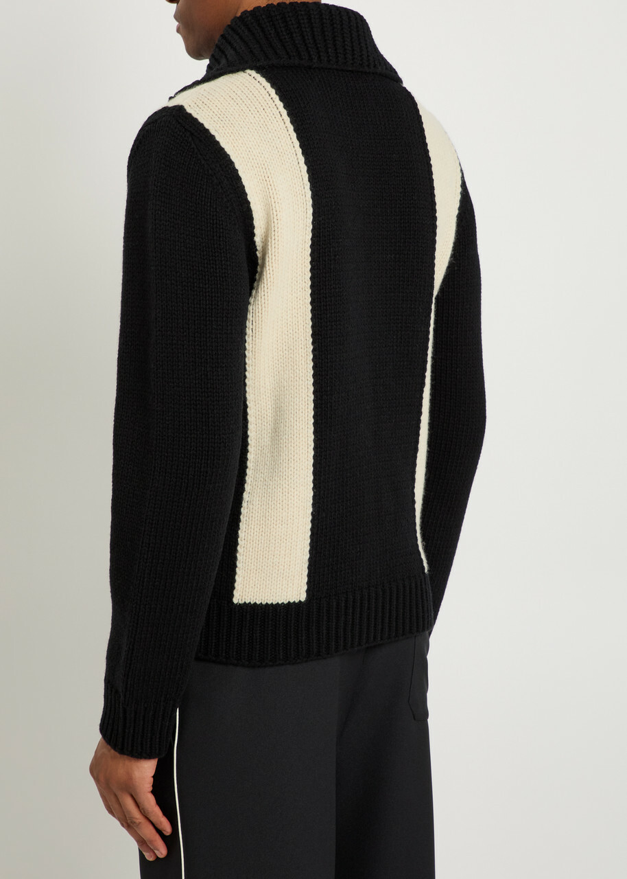 Valentino Garavani Logo-intarsia Wool Cardigan White
