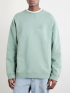 LOEWE - Logo-Embroidered Printed Cotton-Jersey Sweatshirt - Green