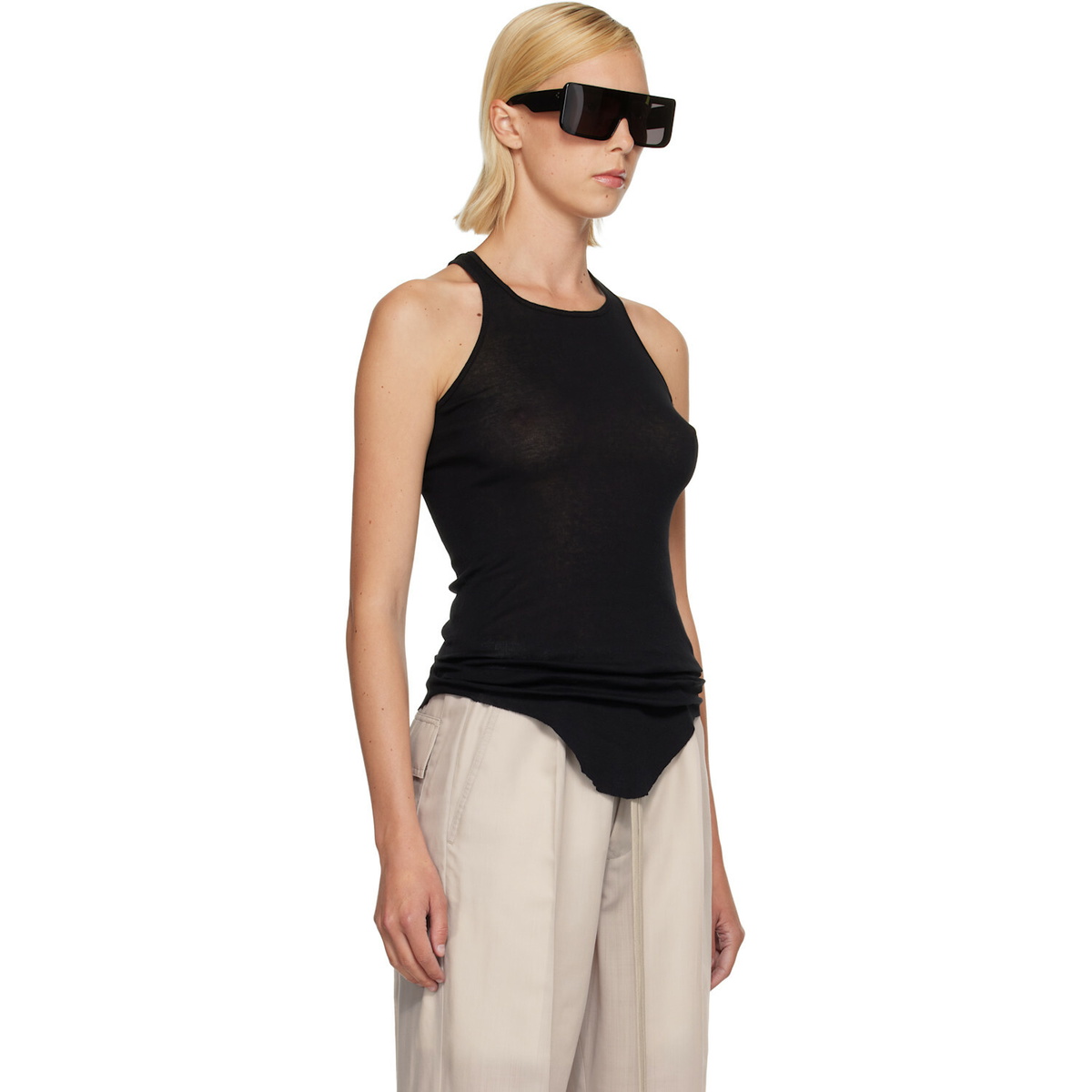 Rick Owens Black Tower Basic Rib Tank Top