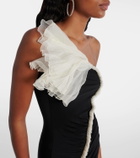 Nensi Dojaka Floral-appliqué asymmetric minidress