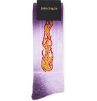 Palm Angels - Tie-Dyed Intarsia Stretch Cotton-Blend Socks - Purple