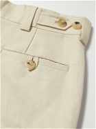 Loro Piana - Bizen Wide-Leg Cotton and Linen-Blend Canvas Cargo Shorts - Neutrals