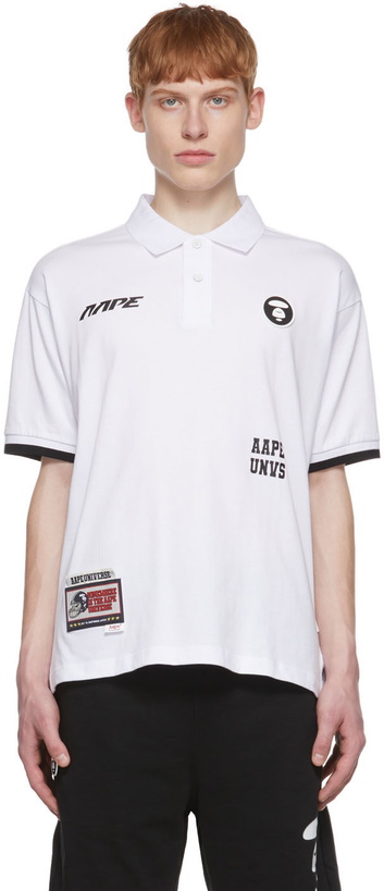 Photo: AAPE by A Bathing Ape White Cotton Polo