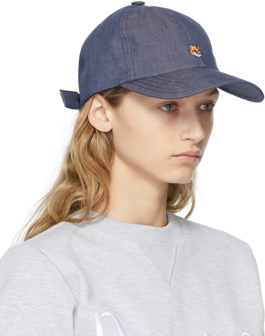 Maison Kitsuné Navy Small Fox Head Embroidery Cap