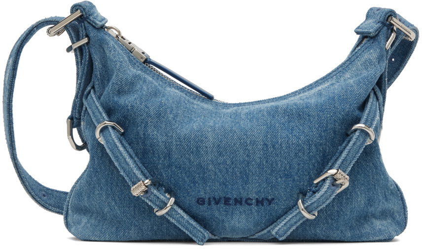 Voyou Mini denim shoulder bag in blue - Givenchy