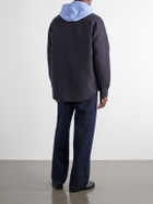 LOEWE - Leather-Patched Wool and Silk-Blend Overshirt - Blue