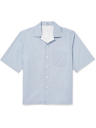 Auralee - Convertible-Collar Terry-Lined Striped Cotton-Poplin Shirt - Blue