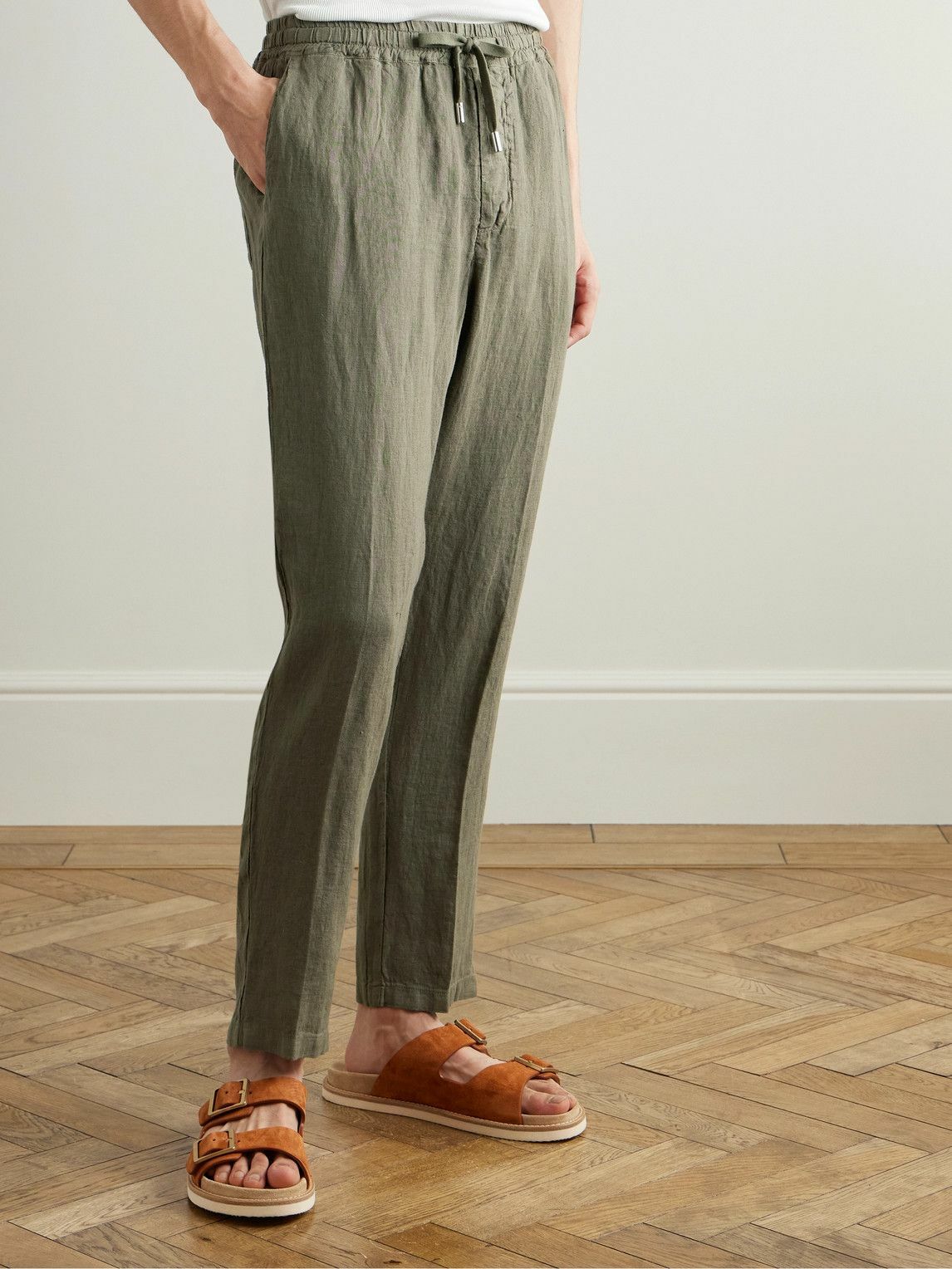 Altea - Mattia Straight-Leg Linen Trousers - Green
