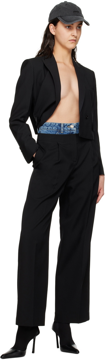 Juun.J Black Double Waist Trousers