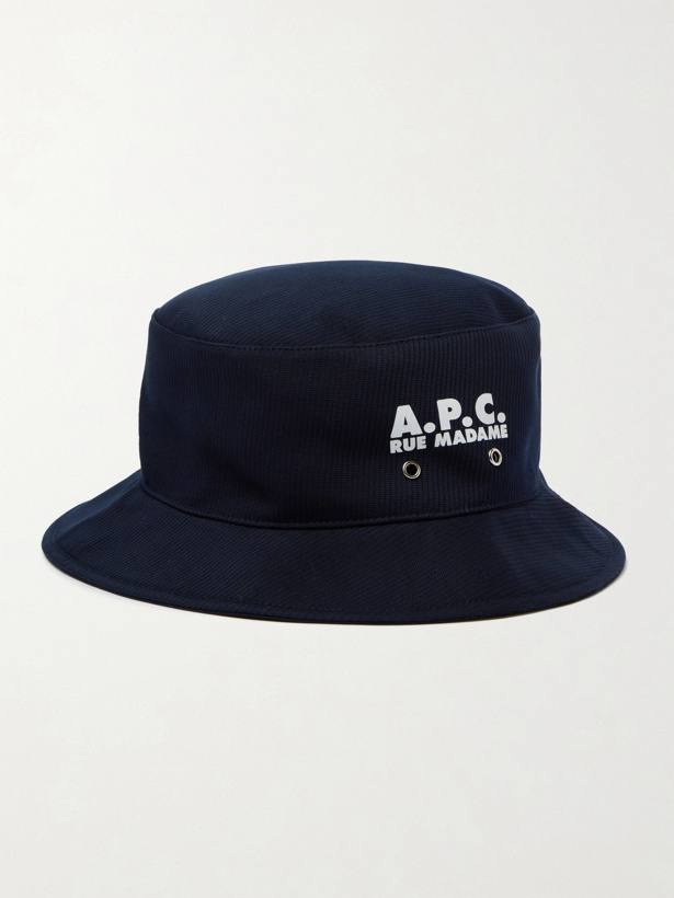 Photo: A.P.C. - Alex Logo-Print Cotton Bucket Hat - Blue