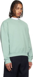Jil Sander Blue Cotton Terry Crew-Neck Sweatshirt