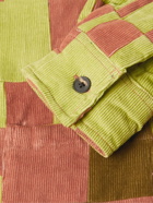 BODE - Camp-Collar Patchwork Cotton-Corduroy Overshirt - Green