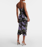 Carolina Herrera Floral draped satin midi dress