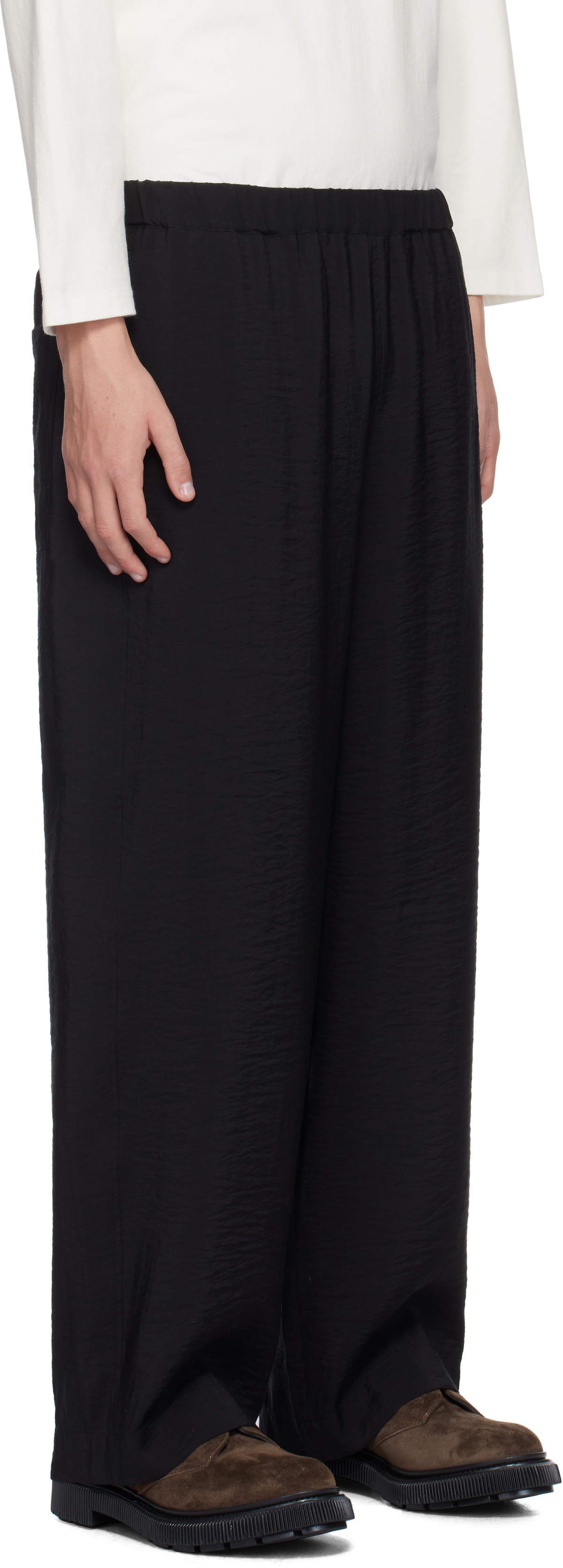 YLÈVE Black Broad Trousers