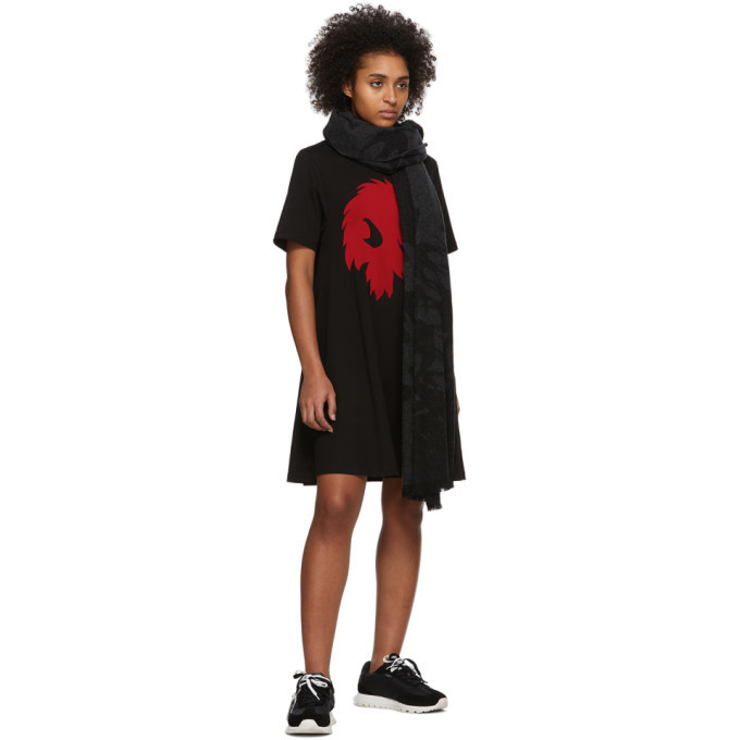 McQ Alexander McQueen Black and Red Mad Chester Dress McQ Alexander McQueen