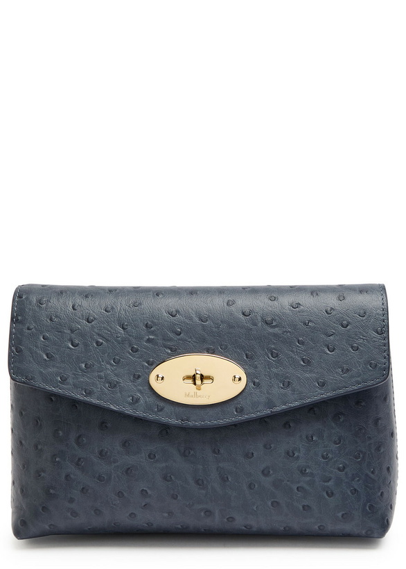 Photo: Mulberry Darley Ostrich Leather Pouch - Blue - One Size