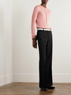 TOM FORD - Slim-Fit Ribbed Silk-Blend Henley Sweater - Pink